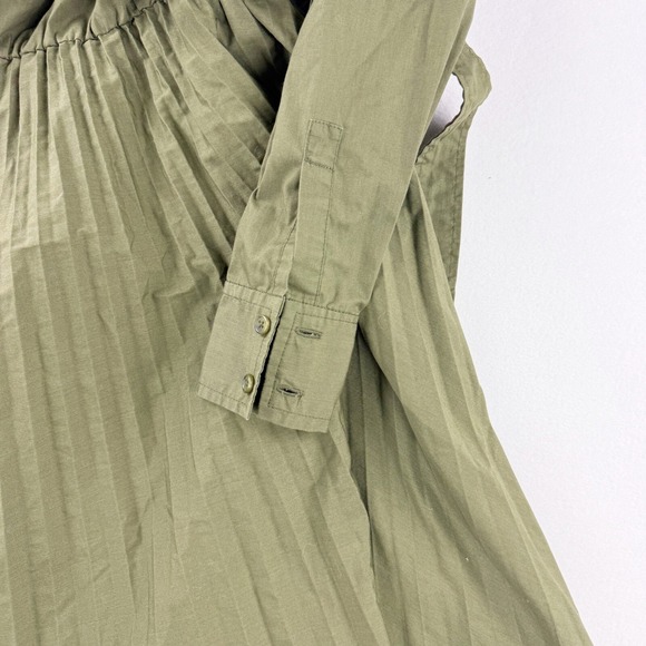 Derek Lam Collective Pleated Green Midi Shirt Dress Size 0 Women Olive Green RTR - Picture 10 of 10